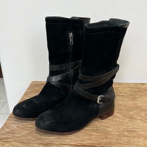 UGG suede mid-calf boots with their classic cozy footbed